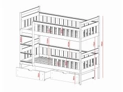 Lit Superposé Tezo 90x200 Gris -Magasin de lits lit 14603891