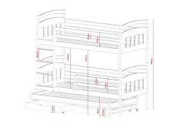 Lit Superposé Alan 90x200 Gris -Magasin de lits lit 14604075
