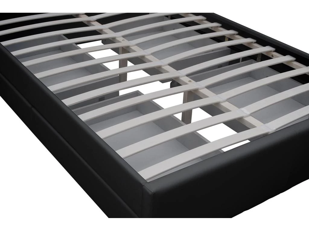 Lit Enfield - Structure De Lit En PU Noir Avec Rangements Et LED Intégrées - 160x200 Cm 3 Lit Enfield - Structure De Lit En PU Noir Avec Rangements Et LED Intégrées - 160x200 Cm – Image 3