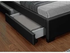 Lit Enfield - Structure De Lit En PU Noir Avec Rangements Et LED Intégrées - 160x200 Cm 9 Lit Enfield - Structure De Lit En PU Noir Avec Rangements Et LED Intégrées - 160x200 Cm -Magasin de lits lit 15004369