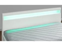 Lit Enfield - Structure De Lit En PU Blanc Avec Rangements Et LED Intégrées - 160x200 Cm -Magasin de lits lit 15004395