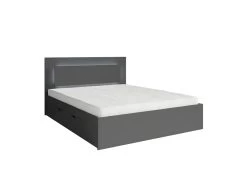 Lit NOFI Gris 180x200 Cm Avec Tiroirs, Idéal Pour Chambre à Coucher. Meuble Design