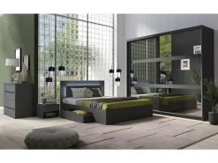 Lit NOFI Gris 180x200 Cm Avec Tiroirs, Idéal Pour Chambre à Coucher. Meuble Design -Magasin de lits lit 15042059