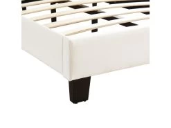 Lit 1 Place FLORIDA 90x190 Cm Avec Sommier, Lit Simple Pour Enfant Ou Adulte, Hauteur Réglable, Lit En Tissu Blanc -Magasin de lits lit 15070387