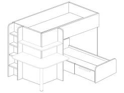 Lits Superposés 2 X 90 X 190 Cm - Avec Bureau - Gris, Blanc Et Rose - SAMUEL -Magasin de lits lit 15163551