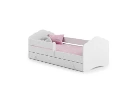 Fala - Lit Simple 140x70 Blanc, Dans Un Ensemble Avec Un Tiroir, Une Balustrade, Un Matelas Et Un Cadre