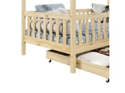 Lit Cabane ELEA Lit Enfant Simple 90 X 190 Cm, Avec 2 Tiroirs De Rangement, En Pin Massif à La Finition Naturelle -Magasin de lits lit 15819793