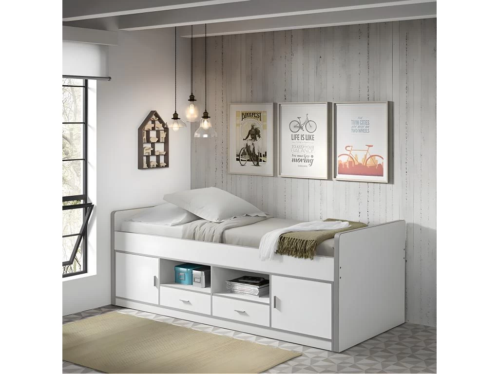 BAYMAX - Lit Multi-Rangement 90x200cm Blanc 2 BAYMAX - Lit Multi-Rangement 90x200cm Blanc – Image 2