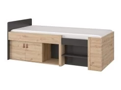 Lit Enfant Combiné Noir Et Imitation Chêne 90x200 - LC5051