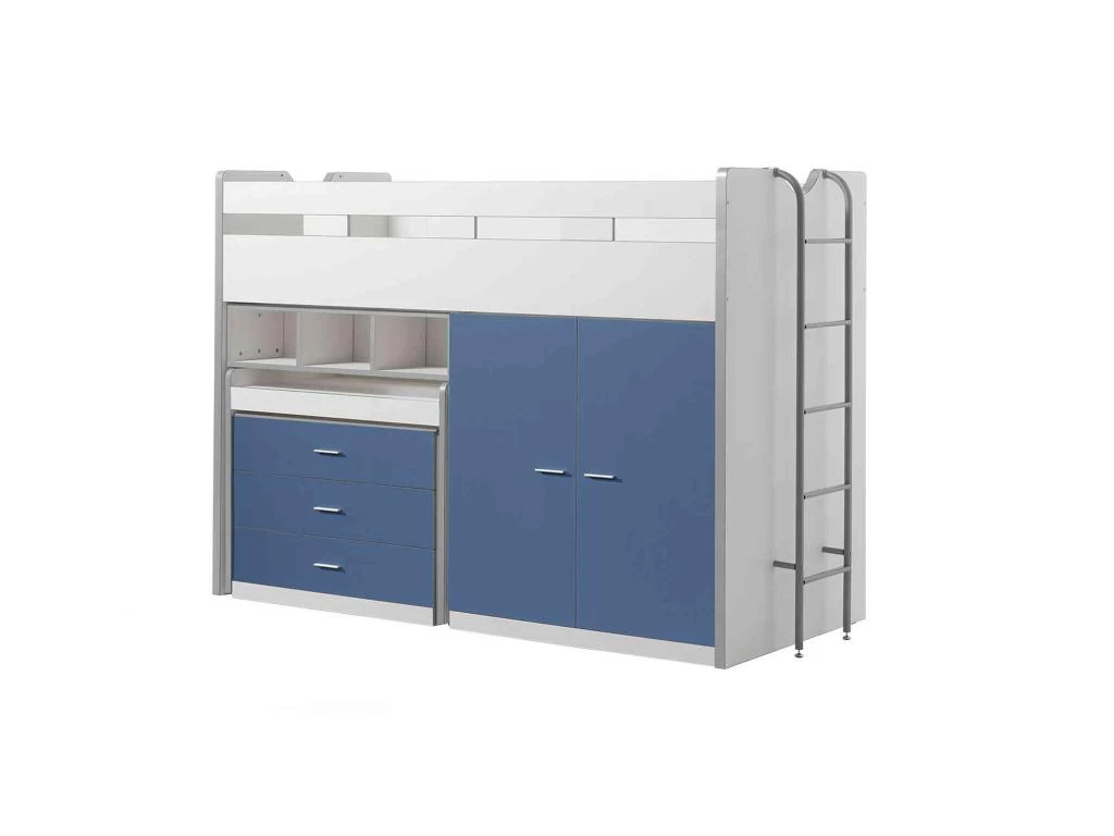 Lit Compact Enfant 90x200 En Bois Bleu 2 Lit Compact Enfant 90x200 En Bois Bleu – Image 2