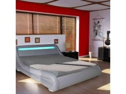 Lit Avec éclairages LED Intégrés Gris 160x200 + Sommier - LT14012