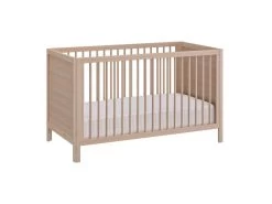 Lit Bébé à Barreaux En Bois Imitation Chêne Clair 70x140 - LT5050-1