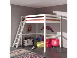 Lit Mezzanine Blanc Laqué 90x200 - Terre De Nuit -Magasin de lits lit 15970421