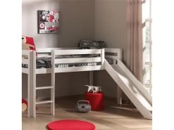 Lit Mezzanine Blanc Avec Toboggan 90x200