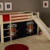 Lit Mezzanine Naturel Pirate Avec Toboggan 90x200