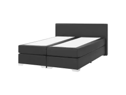 Lit Boxspring En Cuir PU Noir 160x200 Cm PRESIDENT