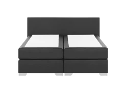 Lit Boxspring En Cuir PU Noir 160x200 Cm PRESIDENT -Magasin de lits lit 16367943
