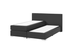 Lit Boxspring En Cuir PU Noir 160x200 Cm PRESIDENT -Magasin de lits lit 16367945