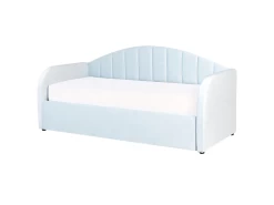 Lit Gigogne En Velours Bleu Clair 90 X 200 Cm EYBURIE 15 Lit Gigogne En Velours Bleu Clair 90 X 200 Cm EYBURIE -Magasin de lits lit 17189651