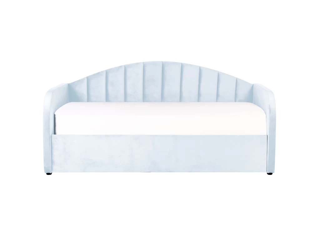 Lit Gigogne En Velours Bleu Clair 90 X 200 Cm EYBURIE 7 Lit Gigogne En Velours Bleu Clair 90 X 200 Cm EYBURIE – Image 7