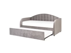 Lit Gigogne En Velours Gris 90 X 200 Cm EYBURIE