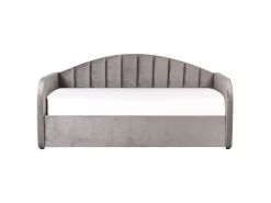 Lit Gigogne En Velours Gris 90 X 200 Cm EYBURIE -Magasin de lits lit 17473871