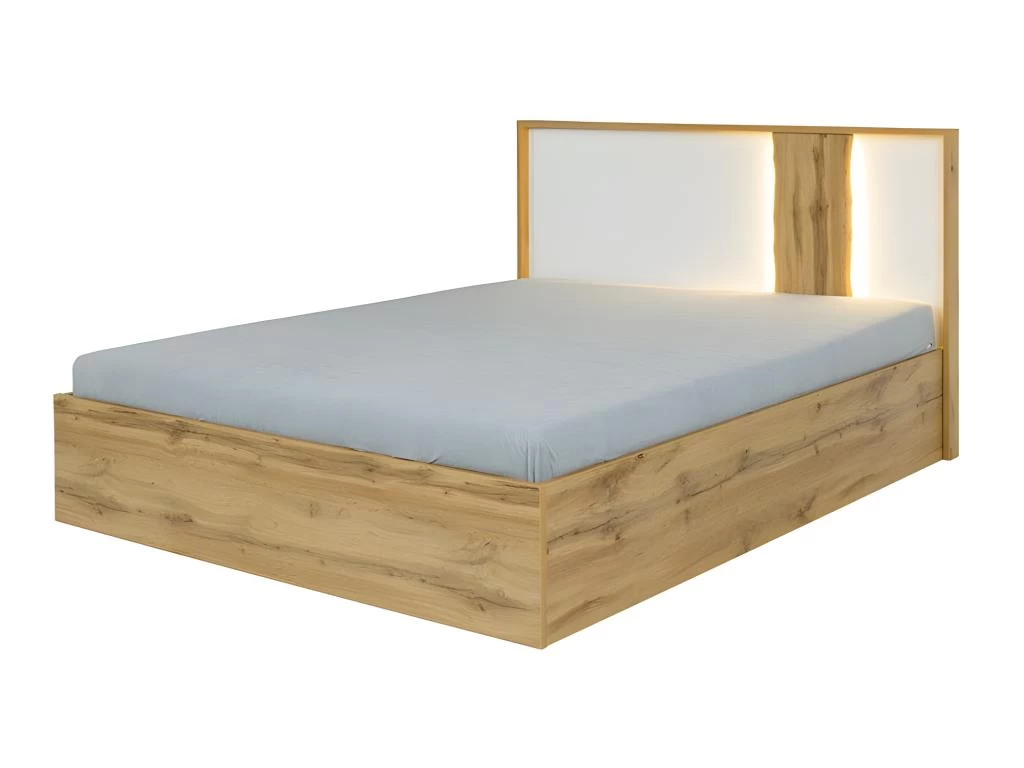 Lit Adulte Design WOOD 160x200 Cm + Option Coffre + LED Dans La Tête De Lit. 2 Lit Adulte Design WOOD 160x200 Cm + Option Coffre + LED Dans La Tête De Lit. – Image 2