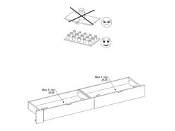 Lit Avec Rangements 160 X 200 Cm - Avec LEDs - Coloris : Naturel Et Blanc Brillant - VELONA -Magasin de lits lit 18378105