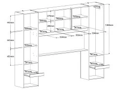 Lit Avec Rangements 160 X 200 Cm - Avec LEDs - Coloris : Naturel Et Blanc Brillant - VELONA -Magasin de lits lit 18378147