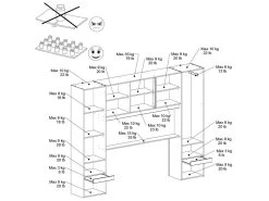 Lit Avec Rangements 160 X 200 Cm - Avec LEDs - Coloris : Naturel Et Blanc Brillant - VELONA -Magasin de lits lit 18378149