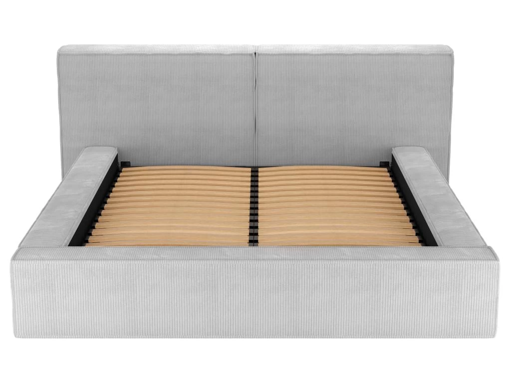 Lit Coffre 160 X 200 Cm - Velours Côtelé - Gris Clair + Matelas - TIMANO 3 Lit Coffre 160 X 200 Cm - Velours Côtelé - Gris Clair + Matelas - TIMANO – Image 3