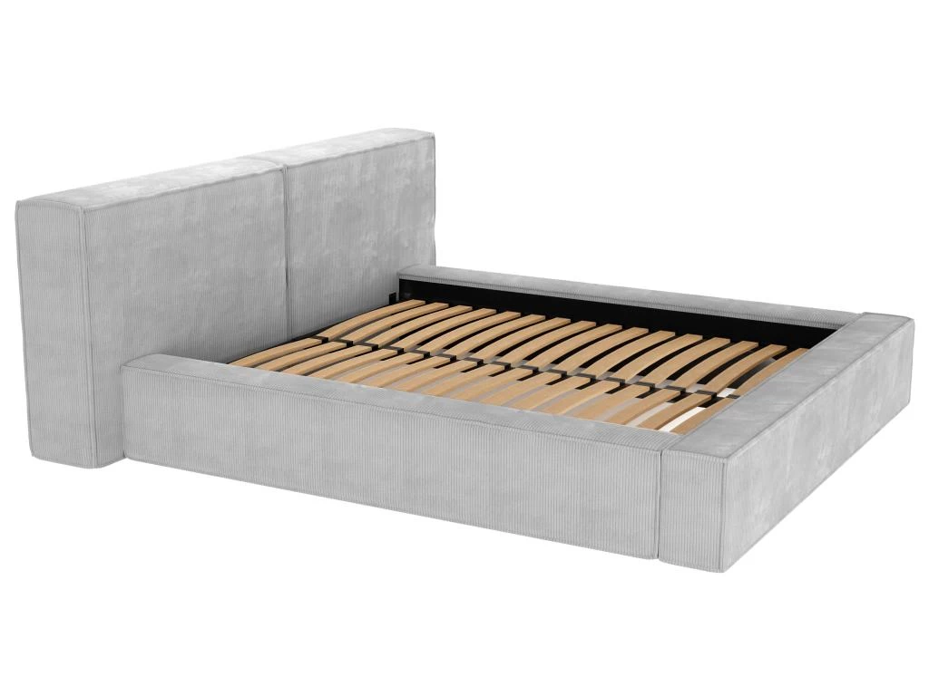 Lit Coffre 160 X 200 Cm - Velours Côtelé - Gris Clair + Matelas - TIMANO 4 Lit Coffre 160 X 200 Cm - Velours Côtelé - Gris Clair + Matelas - TIMANO – Image 4