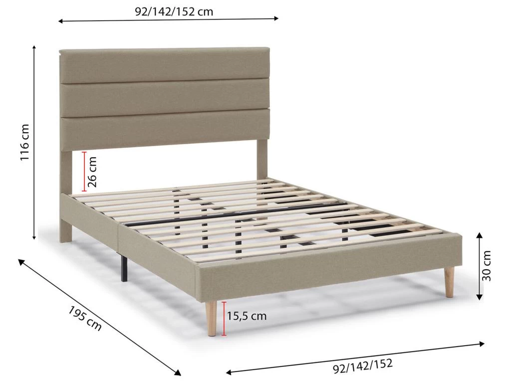 Cadre De Lit Plateforme Aroma Capitonné 30 Cm, 140x190 Cm, Beige 6 Cadre De Lit Plateforme Aroma Capitonné 30 Cm, 140x190 Cm, Beige – Image 6