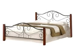 Lit En Bois Et Acier 120 X 200 Cm - Cerise/Noir -Magasin de lits lit 18956721