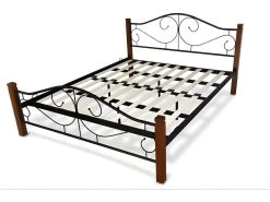 Lit En Bois Et Acier 120 X 200 Cm - Cerise/Noir -Magasin de lits lit 18956725