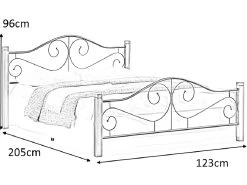 Lit En Bois Et Acier 120 X 200 Cm - Cerise/Noir -Magasin de lits lit 18956727