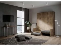 Lit Escamotable Vertical 160 Kentaro Sofa Noyer -Magasin de lits lit 18965977