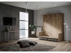 Lit Escamotable Vertical 160 Kentaro Sofa Noyer -Magasin de lits lit 18965979