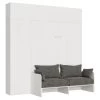 Armoire Lit Escamotable Vertical 160 Kentaro Sofa Avec Colonne Et élements Hauts Frêne Blanc