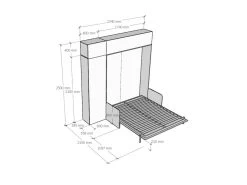 Armoire Lit Escamotable Vertical 160 Kentaro Sofa Avec Colonne Et élements Hauts Frêne Blanc -Magasin de lits lit 18966067