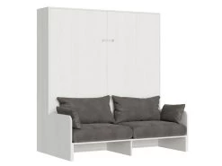 Lit Escamotable Vertical 160 Kentaro Sofa Frêne Blanc