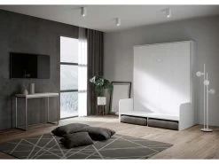 Lit Escamotable Vertical 160 Kentaro Sofa Frêne Blanc -Magasin de lits lit 18966563