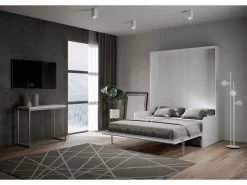 Lit Escamotable Vertical 160 Kentaro Sofa Frêne Blanc -Magasin de lits lit 18966565