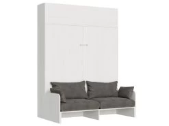 Armoire Lit Escamotable Vertical 160 Kentaro Sofa Avec èlèment Haut Frêne Blanc