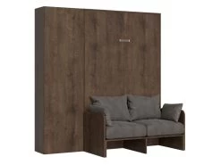 Armoire Lit Escamotable Vertical 120 Kentaro Sofa Avec Colonne Noyer