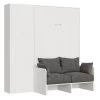 Armoire Lit Escamotable Vertical 140 Kentaro Sofa Avec Colonne Frêne Blanc