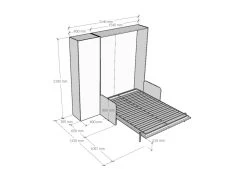 Armoire Lit Escamotable Vertical 140 Kentaro Sofa Avec Colonne Frêne Blanc -Magasin de lits lit 18967095