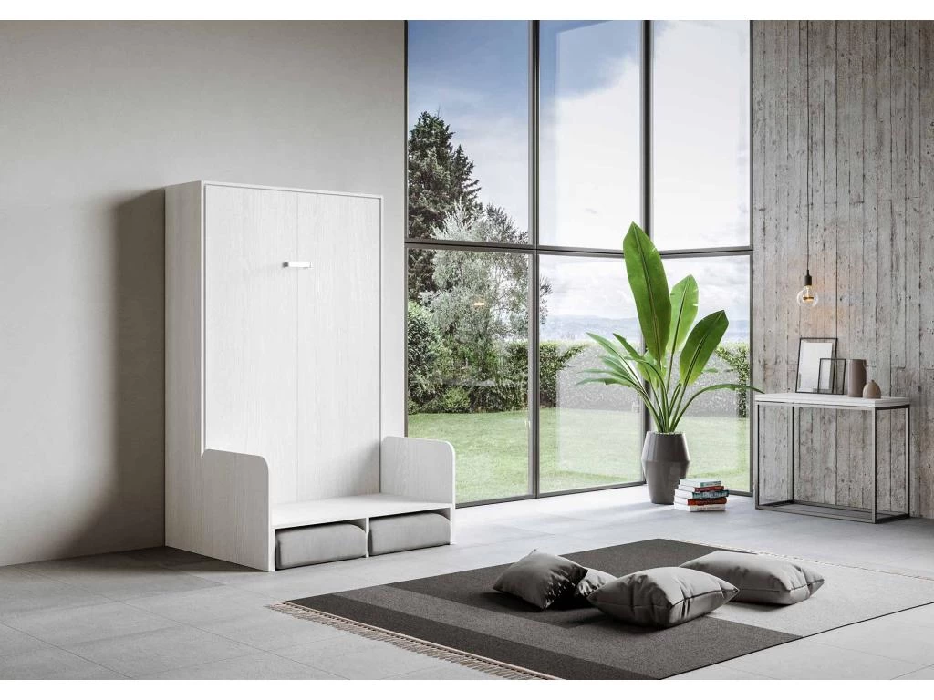 Lit Escamotable Vertical 120 Kentaro Sofa Frêne Blanc 4 Lit Escamotable Vertical 120 Kentaro Sofa Frêne Blanc – Image 4