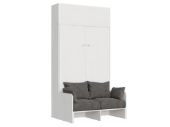 Armoire Lit Escamotable Vertical 120 Kentaro Sofa Avec èlèment Haut Frêne Blanc