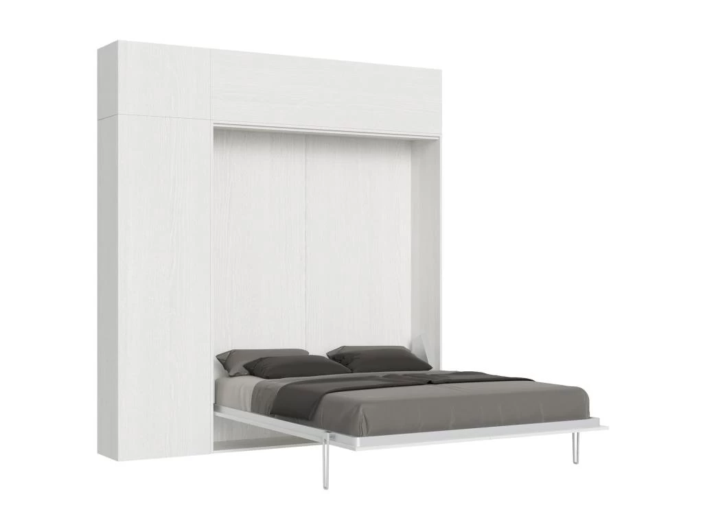 Armoire Lit Escamotable Vertical 160 Kentaro Avec Colonne Et élements Hauts Frêne Blanc 1 Armoire Lit Escamotable Vertical 160 Kentaro Avec Colonne Et élements Hauts Frêne Blanc